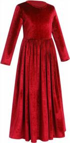 img 3 attached to Kids Girls Long Sleeve Velvet Maxi Dress Christmas Wedding Birthday Party Evening Gown With Pockets