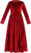 kids girls long sleeve velvet maxi dress christmas wedding birthday party evening gown with pockets logo