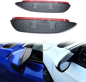 img 4 attached to Xotic Tech 3D Left+Right Door Mirror Visor Shade Guard Decor Carbon Fiber Style for Honda Civic 2016-2020 (Black) - Set of 2