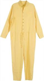 img 3 attached to LisenraIn Men'S Long Sleeve Rompers One Piece Jumpsuit Plain Coverall With Pockets