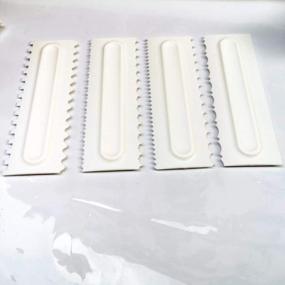 img 3 attached to Set Of 4 Antallcky Decorating Combs And Icing Smoothers For Cake Design - Plastic Sawtooth Scraper Polisher With 8 Texture Designs And Perfect For Mousse, Butter Cream, And Cake Edges - White Color