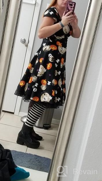 img 1 attached to Get Spooky-Chic With OTEN Women'S Vintage Polka Dot Swing Dress For Halloween Party! review by Luis Neels