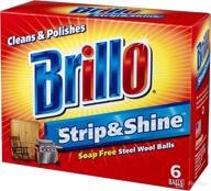 🌟 brillo strip & shine steel wool balls: soap-free cleansing, polishing, and shining - 6 count pack for sparkling results логотип