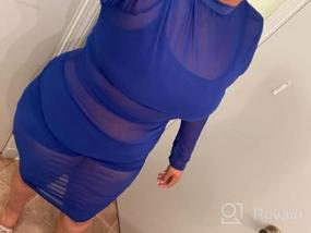 img 6 attached to 👗 Sprifloral Long Sleeve Mesh Cover Up Bodycon Dress - Seductive See-Through Sheer Ruched Dress for Club Outfits
