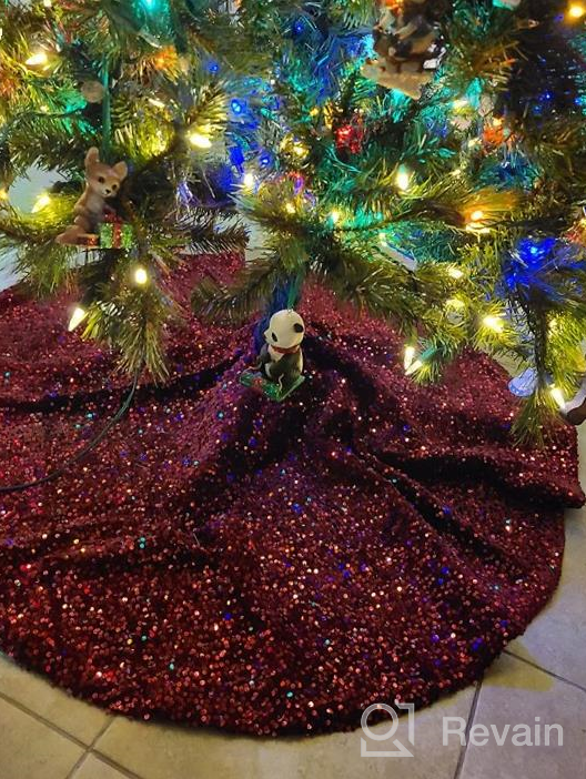 img 1 attached to 48 Inch Double-Layer Sequin Christmas Tree Skirt - Black Champagne For Halloween & Fall Decorations review by Van Masterson