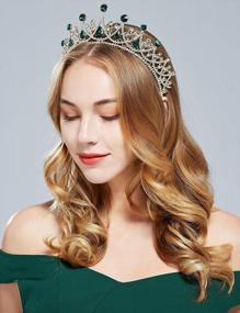 img 2 attached to Gorgeous Gold & Green Coucoland Vintage Crystal Rhinestone Bridal Wedding Queen Crown Tiara