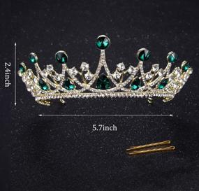 img 3 attached to Gorgeous Gold & Green Coucoland Vintage Crystal Rhinestone Bridal Wedding Queen Crown Tiara