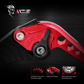 img 1 attached to 🏍️ High-Quality MZS Red Motorcycle Brake Clutch Levers - Short Adjustable CNC Compatible with FZ1 FAZER 2006-2015, FZ6 FAZER 2004-2010, FZ6R 2009-2017, FZ8 2011-2016, XJ6 Diversion 2009-2016 - Ultimate Handling and Style Upgrade!