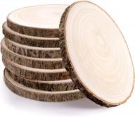 set of 8 rustic wood slices - perfect for weddings, table centerpieces, and diy crafts, 8-9 inches round logo
