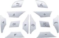 silver steering wheel button stickers cover car interior decoration trim compatible with mercedes benz ml gl glk gla cla cls sl a b c e g class inner accessories (12pcs) логотип