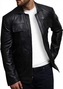 img 4 attached to Men'S Vintage Genuine Leather Biker Long Jacket By BRANDSLOCK
