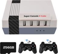 kinhank retro game console,super console x cube emulator console with 117,000+ video games,game consoles support 4k hd output,4 usb port,up to 5 players,lan/wifi,2 gamepads,best gifts(256gb) logo