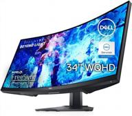 🖥️ dell 34" curved monitor with 3440x1440 resolution, anti-glare screen, tilt adjustment, and flicker-free technology logo