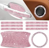 🚗 protective pink bling rhinestone car door handle stickers - 11 pcs pink bling car accessories for women, scratch protector decals with reflective safety feature логотип