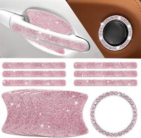 img 4 attached to 🚗 Protective Pink Bling Rhinestone Car Door Handle Stickers - 11 Pcs Pink Bling Car Accessories for Women, Scratch Protector Decals with Reflective Safety Feature