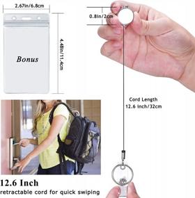 img 2 attached to Retractable Badge Reel Lanyard With ID Holder For Women, Fashion Beaded Necklace Stainless Steel Chain And Clear Waterproof Card Holder