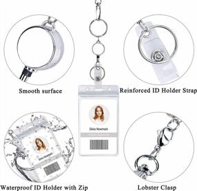 img 1 attached to Retractable Badge Reel Lanyard With ID Holder For Women, Fashion Beaded Necklace Stainless Steel Chain And Clear Waterproof Card Holder