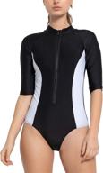 tobeinstyle womens rashguard swimsuit zipper women's clothing via swimsuits & cover ups logo