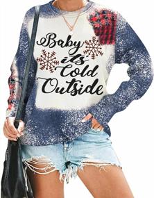 img 4 attached to Cozy Up In Our Merry Christmas Vintage Bleached Sweatshirt With Long Sleeves For Women - Perfect Casual Top For The Cold Season