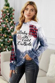 img 3 attached to Cozy Up In Our Merry Christmas Vintage Bleached Sweatshirt With Long Sleeves For Women - Perfect Casual Top For The Cold Season