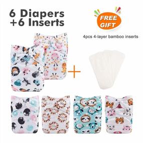 img 3 attached to Babygoal Reusable Cloth Diapers For Baby Girls, One Size Adjustable Washable Pocket Nappy Covers 6 Pack+ 6Pcs Microfiber Inserts+4Pcs Bamboo Inserts 6FG28