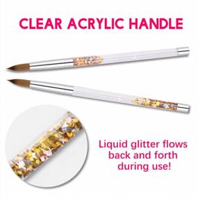img 2 attached to 💅 Professional Morovan Size 14 Acrylic Nail Brush - 100% Kolinsky Sable Art Brushes for Acrylic Powder Nail Extension with Glitter Liquid Handle