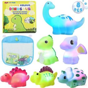 img 4 attached to 🦕 Colorful LED Dinosaur Bath Toys with Bonus Book & Organizer: Perfect Water Fun for Toddlers Boys, Babies & Infants