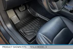 img 3 attached to Custom Fit MAXLINER All Weather Floor Mats Set in Black for 2017-2021 Tesla Model 3