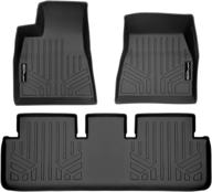 custom fit maxliner all weather floor mats set in black for 2017-2021 tesla model 3 logo