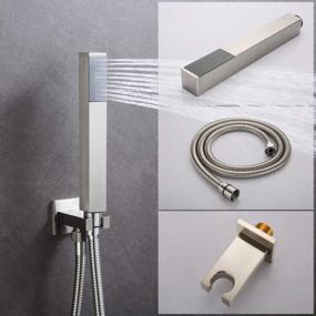 img 1 attached to TEEKIA Shower System: 10In Rain Showerhead & Handheld Wand, Wall Mounted Faucet Set - Brushed Nickel4