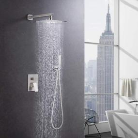 img 3 attached to TEEKIA Shower System: 10In Rain Showerhead & Handheld Wand, Wall Mounted Faucet Set - Brushed Nickel4