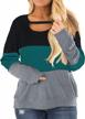 stylish and comfortable: plus size women's color block long sleeve shirts for fall logo
