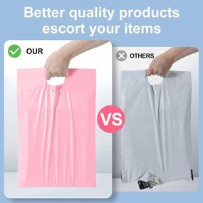 img 1 attached to Premium Poly Mailers With Handle - Pack Of 100 Light Pink 12X15.5 Inch Shipping Bags For Clothing, Waterproof And Tear Proof Self Seal Envelopes For Easy Mailing, Ideal For Postal Packages
