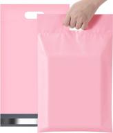 premium poly mailers with handle - pack of 100 light pink 12x15.5 inch shipping bags for clothing, waterproof and tear proof self seal envelopes for easy mailing, ideal for postal packages logo