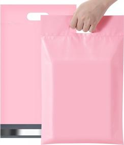img 4 attached to Premium Poly Mailers With Handle - Pack Of 100 Light Pink 12X15.5 Inch Shipping Bags For Clothing, Waterproof And Tear Proof Self Seal Envelopes For Easy Mailing, Ideal For Postal Packages