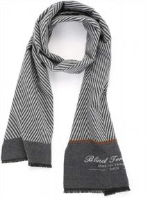 img 3 attached to Men'S Wool Striped Scarf Winter Warm Long Lightweight Fringed Grey Fashion