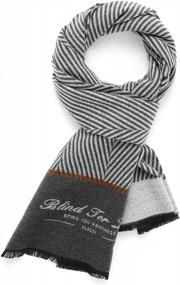 img 4 attached to Men'S Wool Striped Scarf Winter Warm Long Lightweight Fringed Grey Fashion