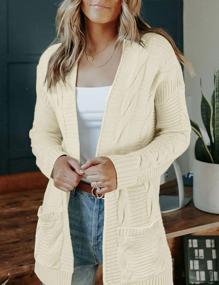 img 1 attached to Women'S Long Sleeve Cable Knit Cardigan Sweater Open Front Outwear - TECREW