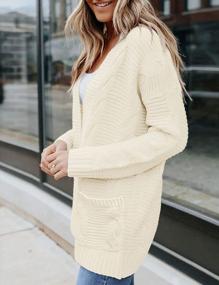 img 2 attached to Women'S Long Sleeve Cable Knit Cardigan Sweater Open Front Outwear - TECREW