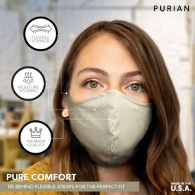 img 3 attached to Adjustable Cotton Face Mask With Green Stripes - Purian Mouth Mask For Dust And Travel Protection (1 Pack)