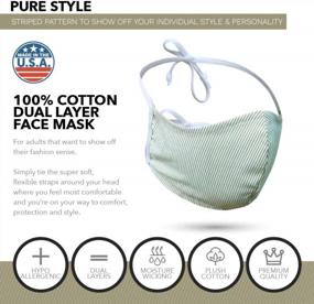 img 1 attached to Adjustable Cotton Face Mask With Green Stripes - Purian Mouth Mask For Dust And Travel Protection (1 Pack)