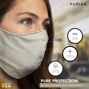img 2 attached to Adjustable Cotton Face Mask With Green Stripes - Purian Mouth Mask For Dust And Travel Protection (1 Pack)