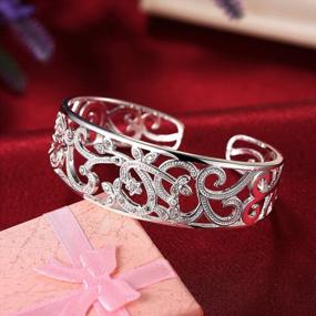 img 1 attached to Handcrafted 925 Sterling Silver Filigree Cuff Bracelet, Size 7 Inches