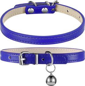 img 3 attached to 🐱 Weewooday 4 Pieces Leather Cat Collars with Bells: Soft, Adjustable & Durable for Small Dogs & Cats (8.66 inch-11 inch)