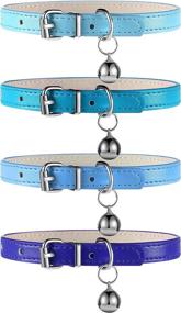 img 4 attached to 🐱 Weewooday 4 Pieces Leather Cat Collars with Bells: Soft, Adjustable & Durable for Small Dogs & Cats (8.66 inch-11 inch)