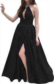 img 4 attached to Halter Prom Gowns With Split: Long Evening Dresses Perfect For Parties!