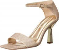 step up your style with franco sarto women's platinum gold ankle strap heeled sandals in size 8 logo