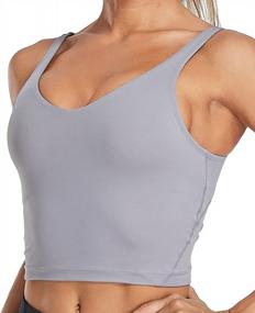 img 4 attached to Longline Padded Crop Tank Yoga Bra For Women By Oalka - Ideal Workout And Fitness Top