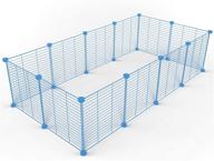 🐾 tespo pet playpen: indoor portable metal wire yard fence for small animals - small animal cage for dogs, puppies, cats - ideal for guinea pigs, rabbits - blue - 15 x 12 inches логотип