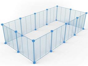 img 4 attached to 🐾 Tespo Pet Playpen: Indoor Portable Metal Wire Yard Fence for Small Animals - Small Animal Cage for Dogs, Puppies, Cats - Ideal for Guinea Pigs, Rabbits - Blue - 15 X 12 Inches